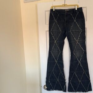 Free People Women's Flare Jeans in Dark Blue